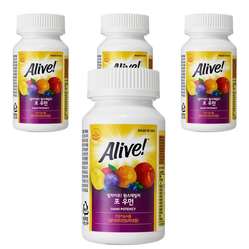 얼라이브 원스데일리 포 우먼 멀티 비타민, 60정, 116g, 4개