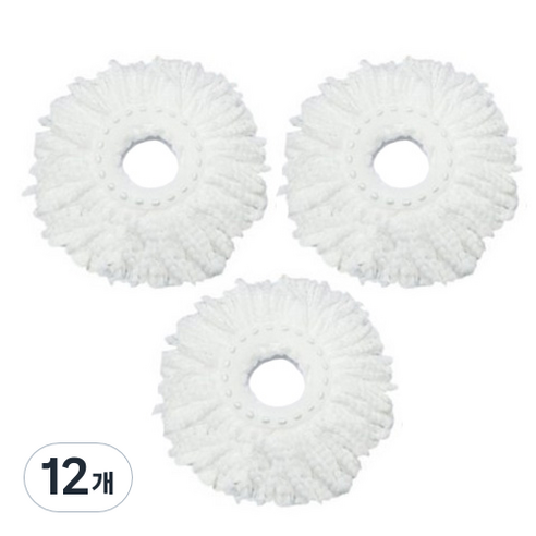 핸드스핀 청소기 리필 걸레 화이트 16cm, 12개