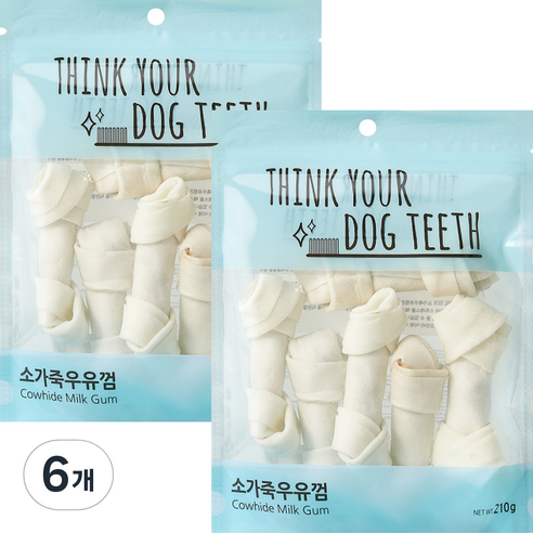 강아지 Think your dog teeth 소가죽우유껌 중형 210g 6p, 소가죽, 6개