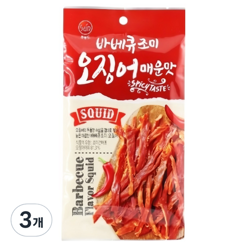 썬푸드 바베큐 조미오징어 매운맛, 30g, 3개