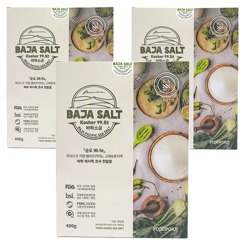 푸드포트 바하 퍼시픽 천일염, 3개, 400g