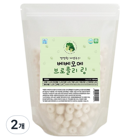 베베모메 링 떡뻥 아기 유기농 간식, 30g, 2개, 브로콜리