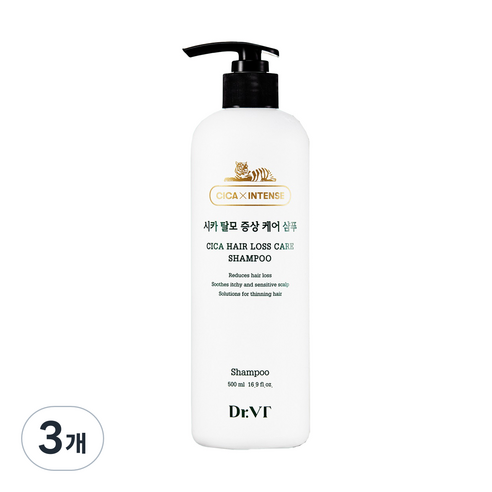 닥터브이티 시카 탈모 증상 케어 샴푸 그린플로럴향, 500ml, 3개