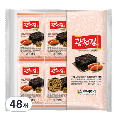광천김 명란맛 김, 4g, 48개
