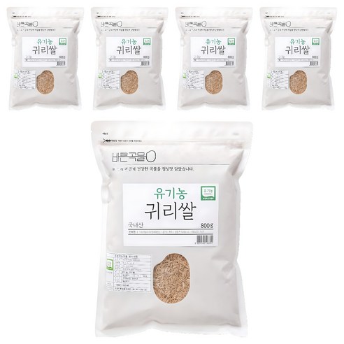 바른곡물 국내산 유기농 귀리 쌀, 800g, 5개