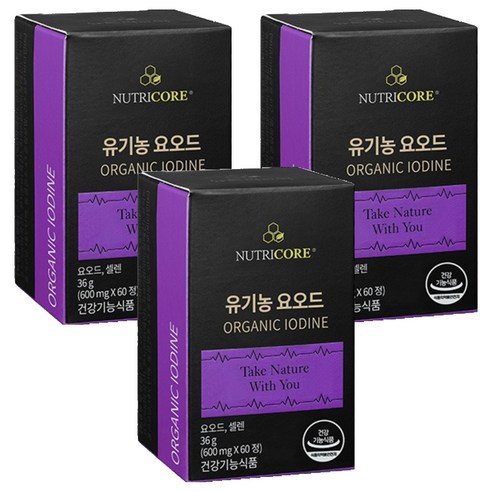 뉴트리코어 유기농 요오드 36g, 60정, 3개