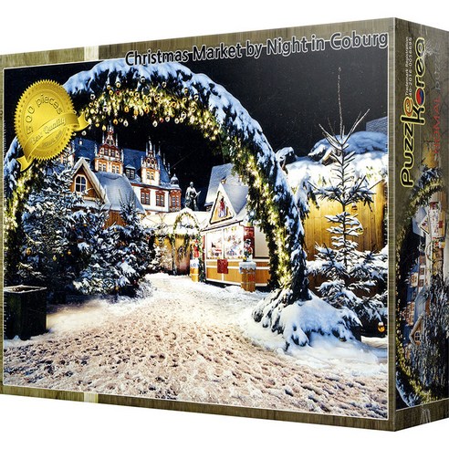 퍼즐코리아 눈덮인 크리스마스 빌리지 직소퍼즐, 500피스, 혼합 색상
