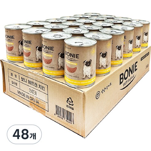 댕냥이라이프 강아지 보니웨트캔 375g, 닭고기, 48개