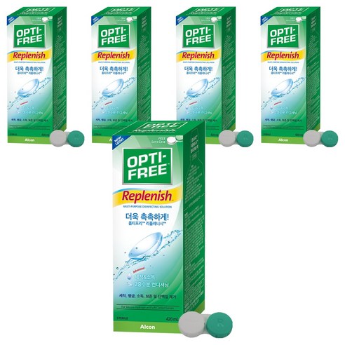 옵티프리 리플레니시 렌즈세정액 + 렌즈케이스, 5세트, 420ml