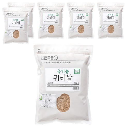 바른곡물 국내산 유기농 귀리 쌀, 800g, 6개