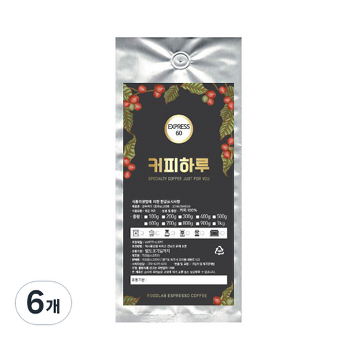 커피하루 EXPRESS 60 원두, 프렌치프레소, 200g, 6개