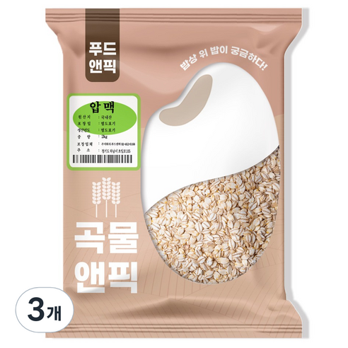 푸드앤픽 곡물앤픽 늘보리 압맥, 2kg, 3개