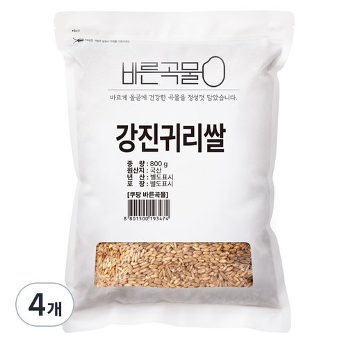바른곡물 국산 강진 귀리쌀, 800g, 4개
