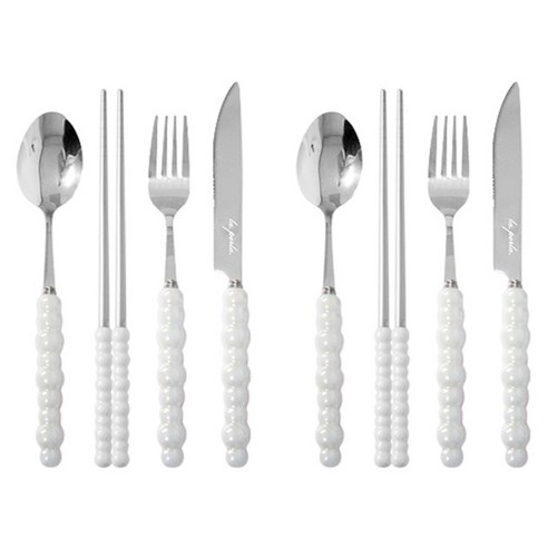 버블 커트러리 4종 세트 S180, 화이트, 숟가락(2P) + 젓가락(2P) + 포크(2P) + 나이프(2P), 1세트