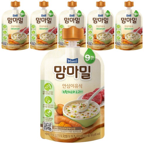 매일유업 맘마밀 매일 안심이유식 레토르트 9개월부터, 100g, 6개, 녹황채소와 소고기