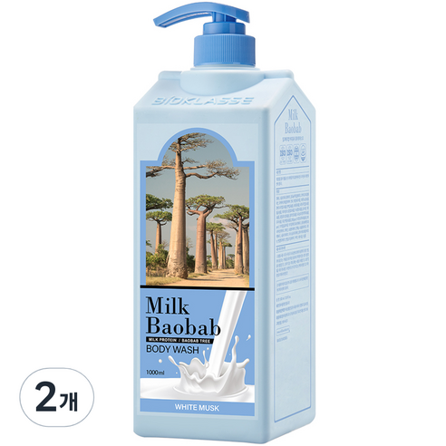 밀크바오밥 대용량 바디워시 화이트머스크향, 1000ml, 2개