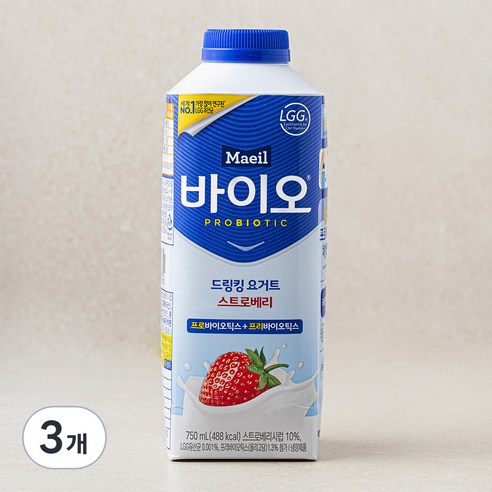 매일바이오 드링킹 요거트 딸기, 750ml, 1개입, 3개