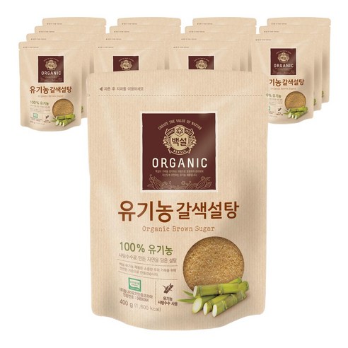 백설 유기농 갈색설탕, 400g, 32개