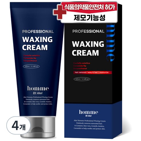 아케이 옴므 프로페셔널 올인원 제모 왁싱 크림, 4개, 165ml