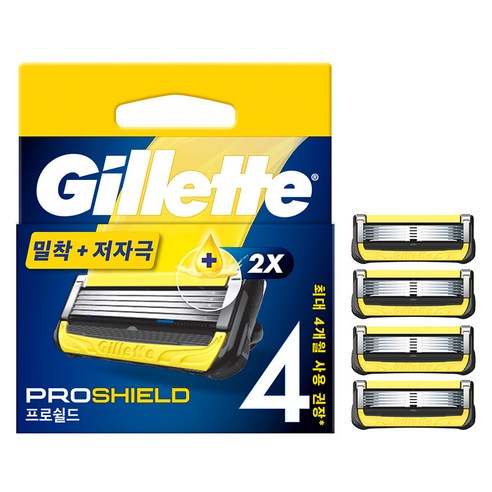 질레트 프로쉴드 옐로우 매뉴얼 면도날, 4개입, 1개