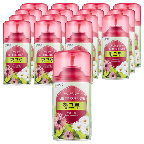리빙굿 향그루 캔 자동분사기 복숭아향 본품, 280ml, 16개