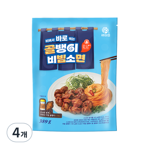 세이면 비벼서 바로 먹는 골뱅이 비빔소면, 389g, 4개