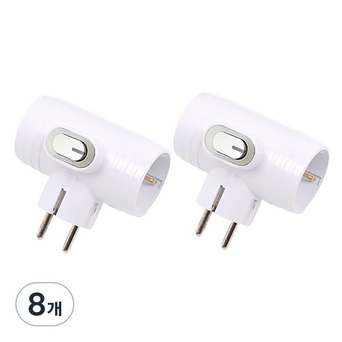 에코파워탭 개별 절전 T자 3구 LED스위치 멀티탭 EPM-403T, 8.5cm, 화이트, 8개