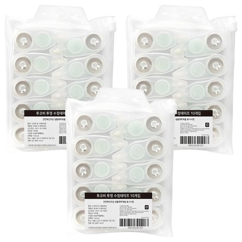 투코비 수정테이프 10개, 투명, 3세트