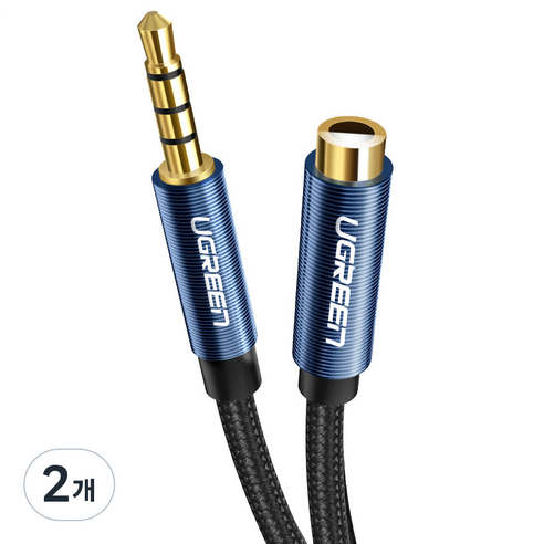유그린 3.5mm AUX 연장케이블, U-40673(1m), 혼합색상, 2개