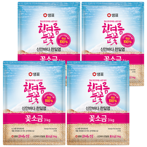 샘표 한여름눈꽃 꽃소금, 3kg, 4개