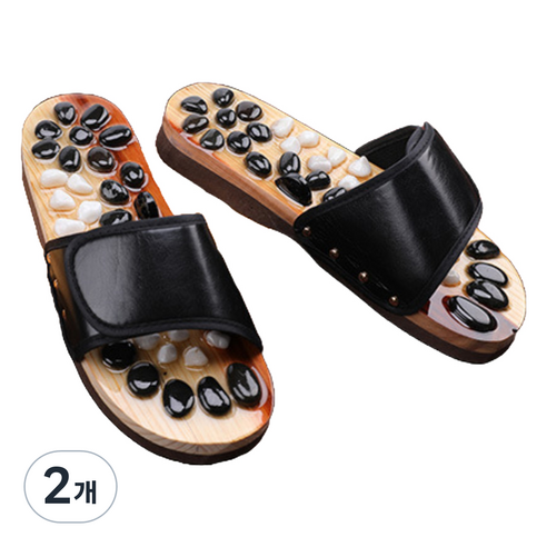 오코로 자갈 발지압 슬리퍼 270~275mm, 블랙, 2개