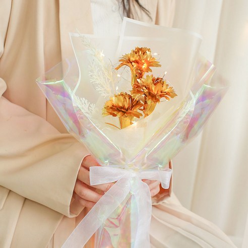 LED 조명이 돋보이는 자연스럽고 내구성 있는 이플린 조화 카네이션 꽃다발로 공간을 밝히세요.