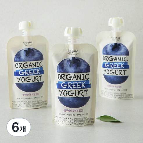상하목장 유기농 인증 그릭 요거트 블루베리 & 케일, 120g, 3개입, 6개