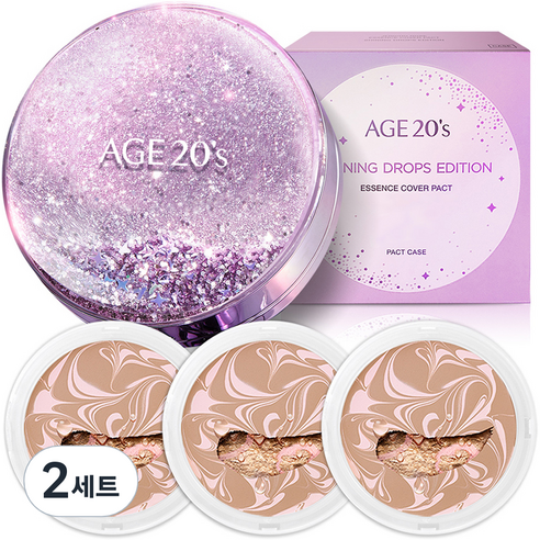 에이지투웨니스 샤이닝드롭 팩트 에디션 케이스 + 리필 12.5g x 3p, 21호(핑크라떼), 1세트