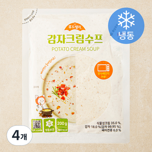 푸드렐라 감자 크림수프 (냉동), 200g, 4개