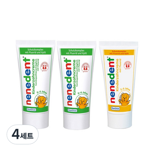 네네덴트 어린이불소치약 멘톨프리 딸기향 50ml + 사과향 50ml x 2p, 150ml, 4세트