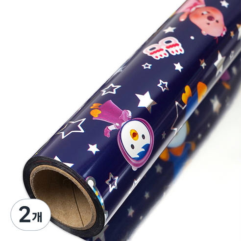 뽀로로 증착롤 포장지 중 37.5cm x 12m, 네이비, 2개