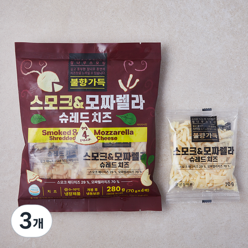스모크 & 모짜렐라 슈레드 치즈, 70g, 4개입, 3개
