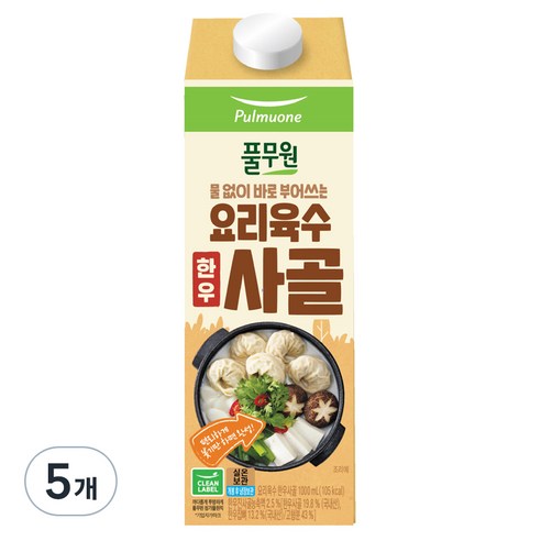 풀무원 요리육수 사골, 1L, 5개