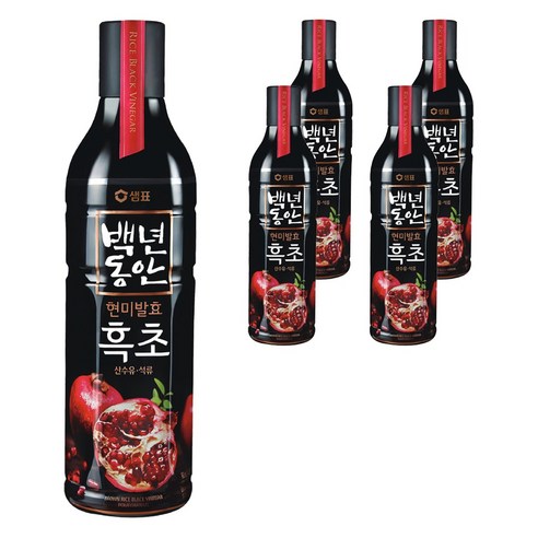 샘표 백년동안 현미발효 흑초 산수유 석류, 900ml, 5개