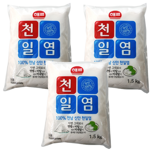 해표 전남 신안 천일염, 3개, 1.5kg