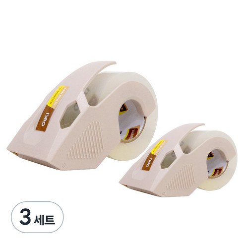 델리 무소음 박스테이프 48mm x 40m 리필 2p + 안전 커터기 소형, 베이지(커터기), 투명(테이프), 3세트
