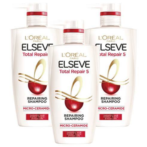로레알파리 엘세브 토탈 리페어 5 샴푸 멜론 프루티 플로럴향, 410ml, 3개
