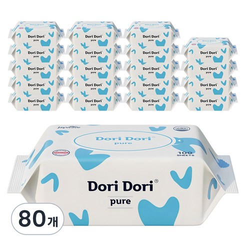 도리도리 퓨어 물티슈 리필형, 35g, 100매, 80개