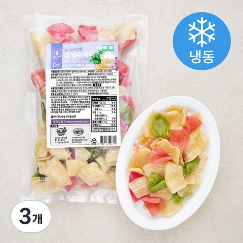 네니아 유기가공식품 인증 우리밀 삼색수제비 (냉동), 3개, 500g