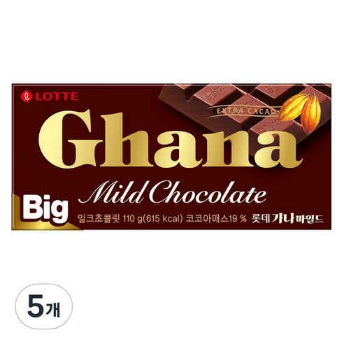 가나 빅 밀크 초콜릿, 110g, 5개