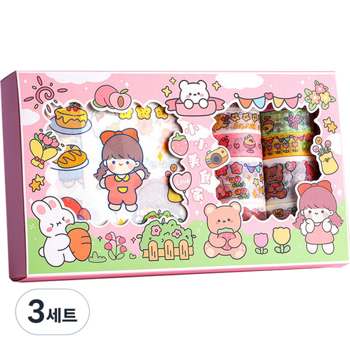 동아피엠에스 DIY 다꾸 종이 스티커 + 마스킹 데코테이프 기프트박스 세트, MK-2353, 3세트