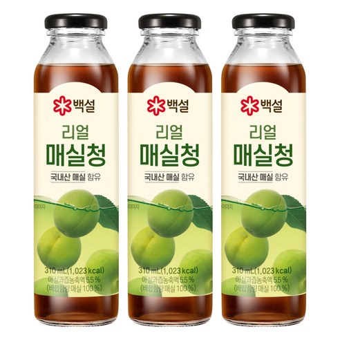 백설 리얼 매실청, 310ml, 3개