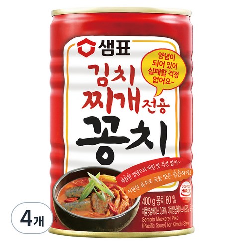 샘표 김치찌개용 꽁치 통조림, 400g, 4개