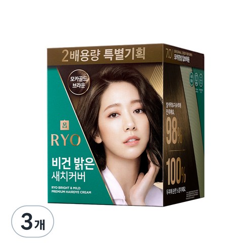 려 비건밝은새치커버 7.0 2배용량 기획 240g, 모카골드 브라운, 3개